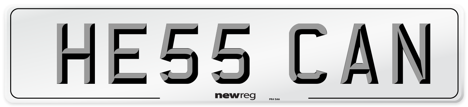 HE55 CAN Number Plate from New Reg